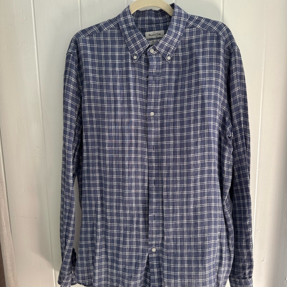 Massimo Dutti Navy Checkered Shirt